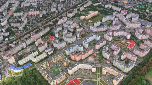 Contemporary high-rise buildings on urban background