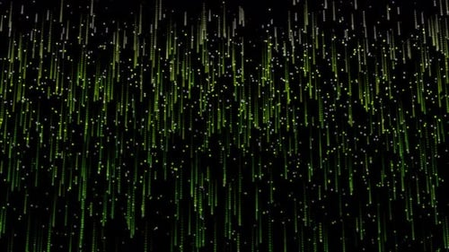 Green Digital Code Rain Data Stream Falling Background