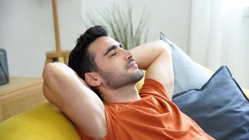 Relaxed Man Sleeping on Sofa