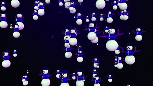 Christmas Snow Man Background Blue Loop