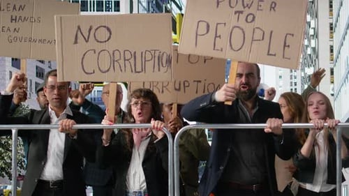 Crowd Protesting for Change in a City