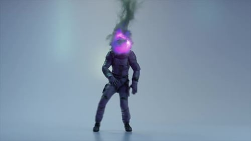 The Astronaut Dances in a Spacesuit and a Burning Helmet