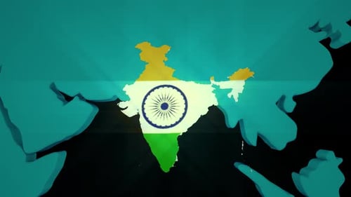 3D India Map Flag Reveal with Light Rays