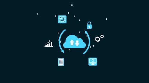 Cloud Computing and Data Storage Animation for Business Technology.