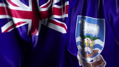 Falkland Islands Flag Waving Realistic Loop Animation