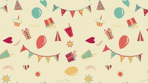 Seamless Animated Birthday Celebration Pattern Background