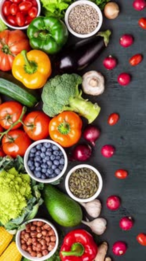 Fresh Colorful Vegetables on Dark Background