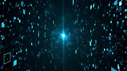Abstract Blue Data Perspective with Central Light Glow Background Loop