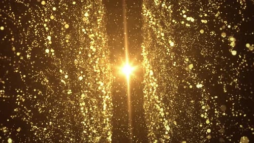 Golden Shimmering Particle Light Tunnel Background