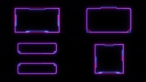 Animated Neon Futuristic Stream UI Overlay Frames Pack