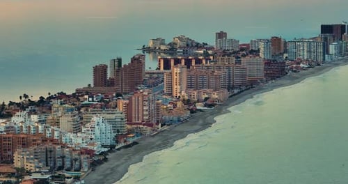 Aerial View of La Manga Del Mar Menor Beach in Murcia Spain Mediterranean Sea