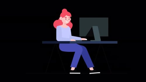 Young Girl Working On Office With Taskings Alpha Channel 4K