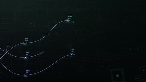 Abstract light green data points moving up and down across the screen in 4k