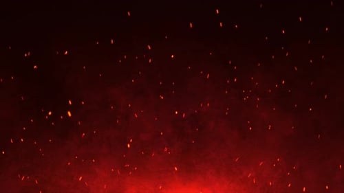 Chispas ardientes al rojo vivo se elevan desde un gran bucle sin fisuras de fuego