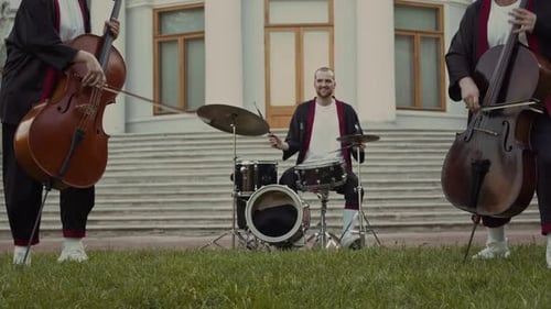 Band Playing Music Outdoors in the City