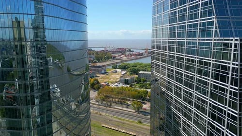 Aerial view of Corporate Buildings on a Sunny Day