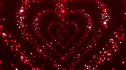Sparkling Red Hearts Tunnel Background Loop