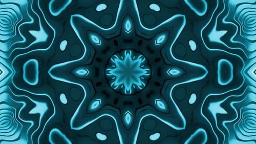 Abstract Fluid Blue Glowing Kaleidoscope Background Loop