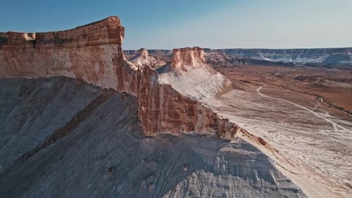 Stunning Aerial View of Unique Geological Formations Amid a Beautiful Desert Landscape