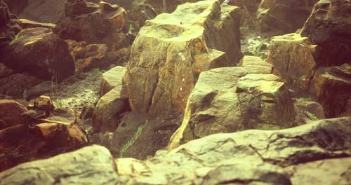 Rocky Terrain Features Natural Colors and Textures in a Secluded Area