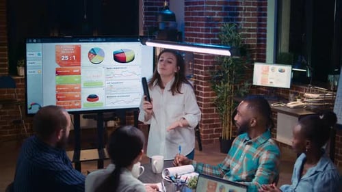 Business Team Meeting Analyzing Data Presentation