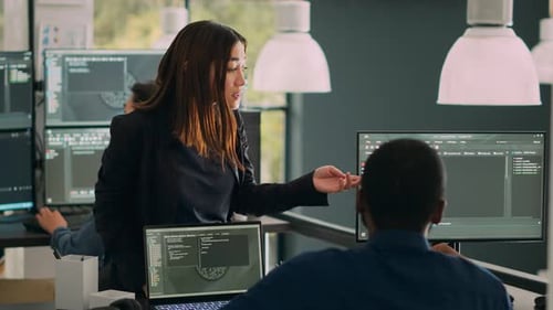 Database Admins Doing Highfive Gesture to Celebrate Coding Achievement