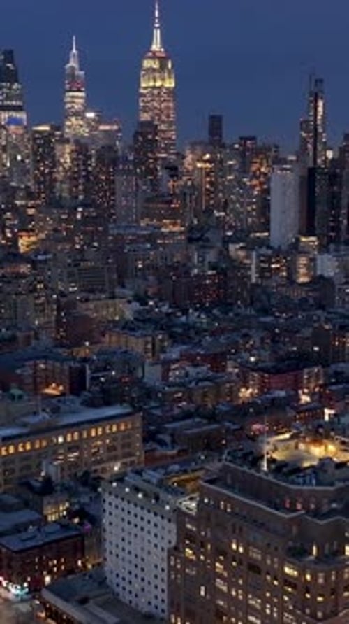 Night Skyline of New York Skyline At Manhattan In New York United States.