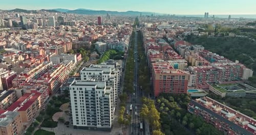 Aerial View of the Cityscape of Barcelona