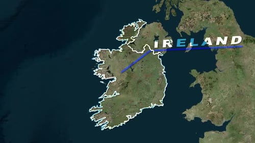 Modern Ireland Map Zoom with Country Outline and Text Reveal