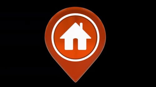 Rotating Glossy 3D Home Location Pin Icon