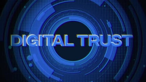Digital Trust Word On Futuristic Cyberspace Background
