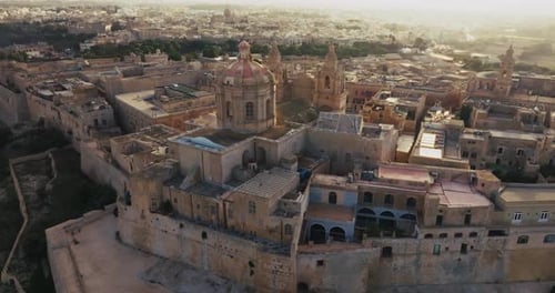 Aerial View of the Cityscape of Mdina Malta