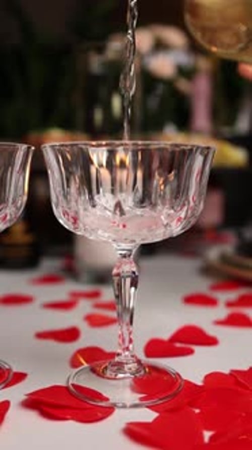Close-up of wine in a restaurant. Valentine's Day