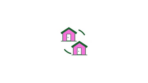 Flat Design House Exchange Icon Animation
