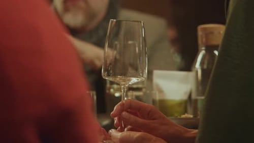 Close Up of Female Hands Holding Glass of Wine