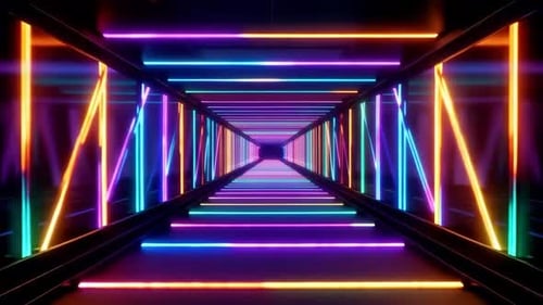 Futuristic Cyberpunk Tunnel with Vibrant Glow