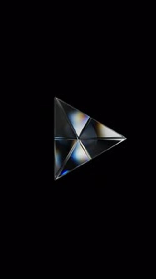 3d Transparent Rotating Glossy Pyramid with Dispersion Effect Rainbow Colors Reflection Glass 3d