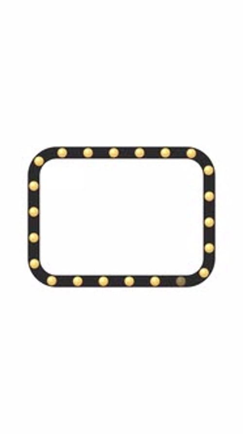 Rectangular frame bordered with glowing light bulbs 2D vertical animation