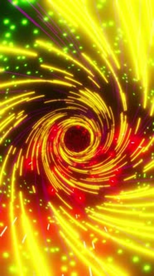 Vertical VJ Loop 3D animation. Spiral space with laser neon particles at high speed. Abstract backgr