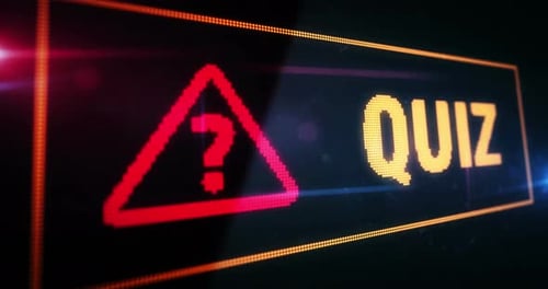 Quiz question mark symbol light flashing on digital display
