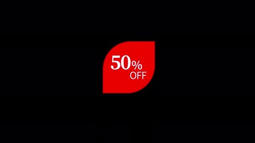 Animated Red 50 Percent Off Sale Discount Tag