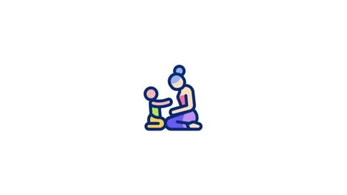 Animated Mother and Child Illustrative Love Scene