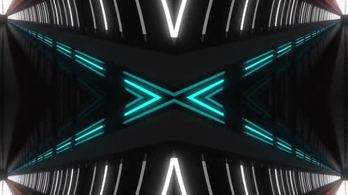 Dynamic tunnel of light with futuristic glowing neon accents