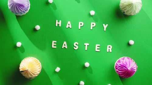Happy Easter Background Green on Flat Layer