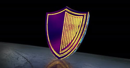 Glowing Metallic Shield 3D Logo Reveal Animation
