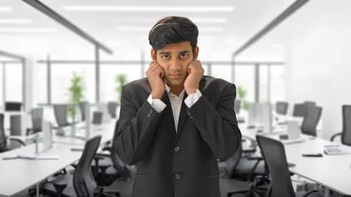 Guilty Indian manager apologizing to boss