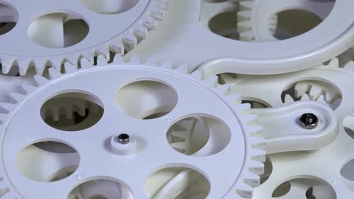 White Gears Turning in a Clockwork Mechanism