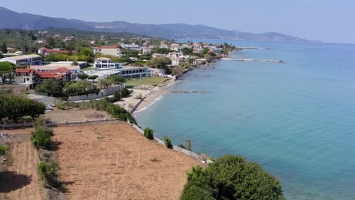 Seaside Town in a Mountainous Area Drone Footage