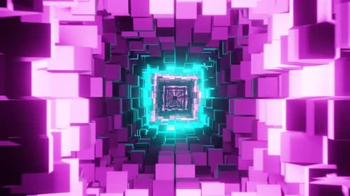 Pink and Cyan Curving Endless Tunnel Background Loop Animation HD