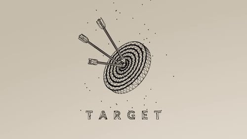 Diapasón animado con estructura alámbrica para conceptos de establecimiento de objetivos y objetivos empresariales.